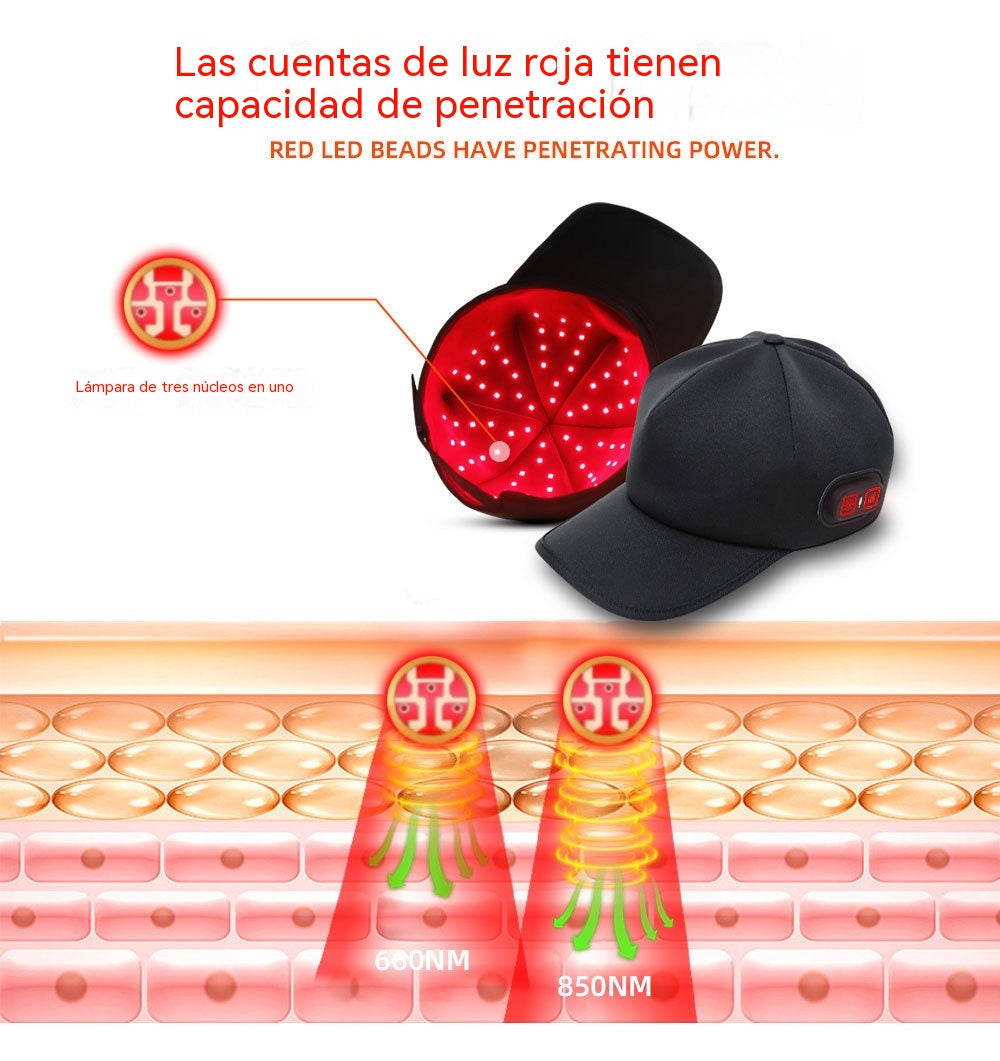 💯【70 perlas LED, con función de masaje】Gorro portátil para el crecimiento del cabello con luz roja y azul