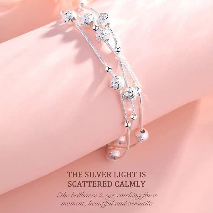 š„š„Pulsera de cuentas de la suerte de plata 999 con diseƱo grabado