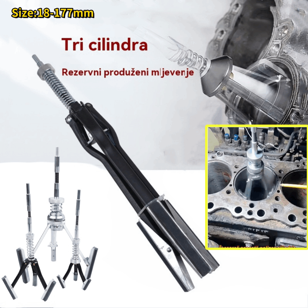 【51-177mm】Profesionalna tročeljusna brusilica za cilindre motora, podesiva 51-177 mm, poseban alat za brušenje cilindara za popravak, brzo popravljanje stijenki cilindara.