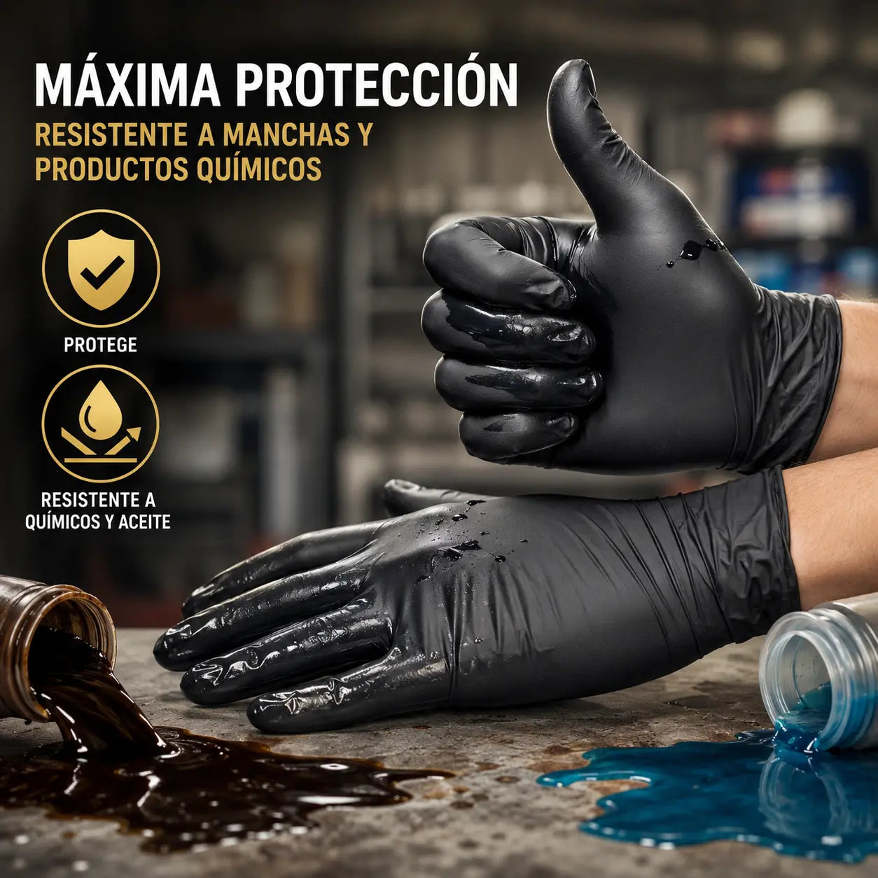 【100 piezas 27 euros - Talla L】Guantes profesionales de nitrilo: resistentes, antideslizantes, resistentes a las manchas y a los arañazos