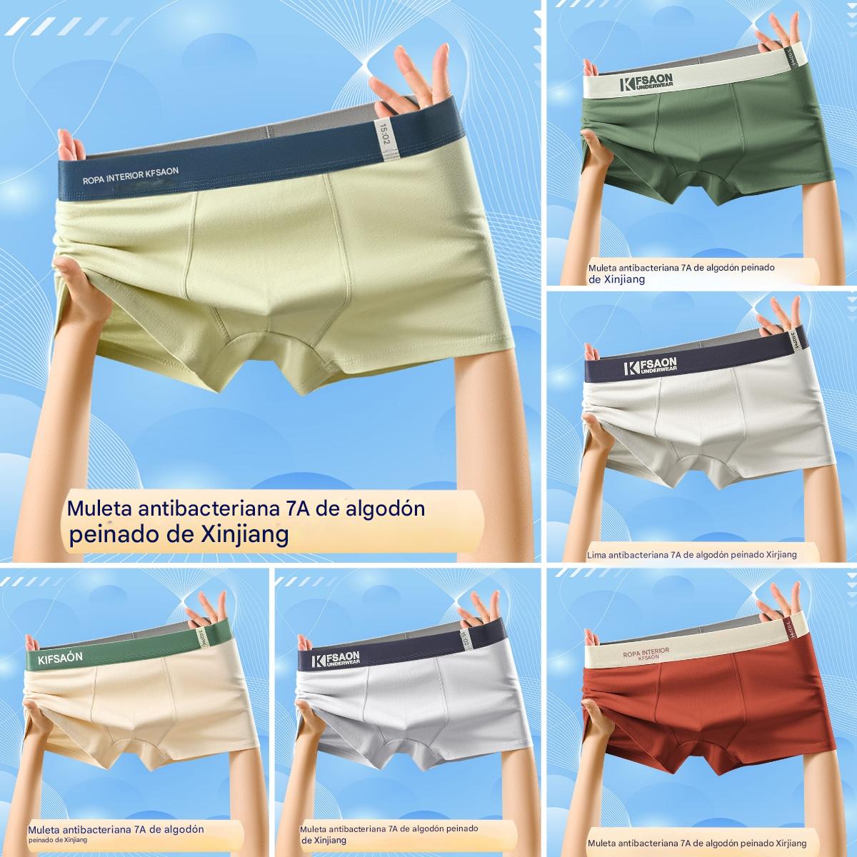 🧊🌟【Compra 3 y llévate 3 gratis】【L-4XL】Calzoncillos bóxer de tiro medio, cómodos y transpirables para hombre