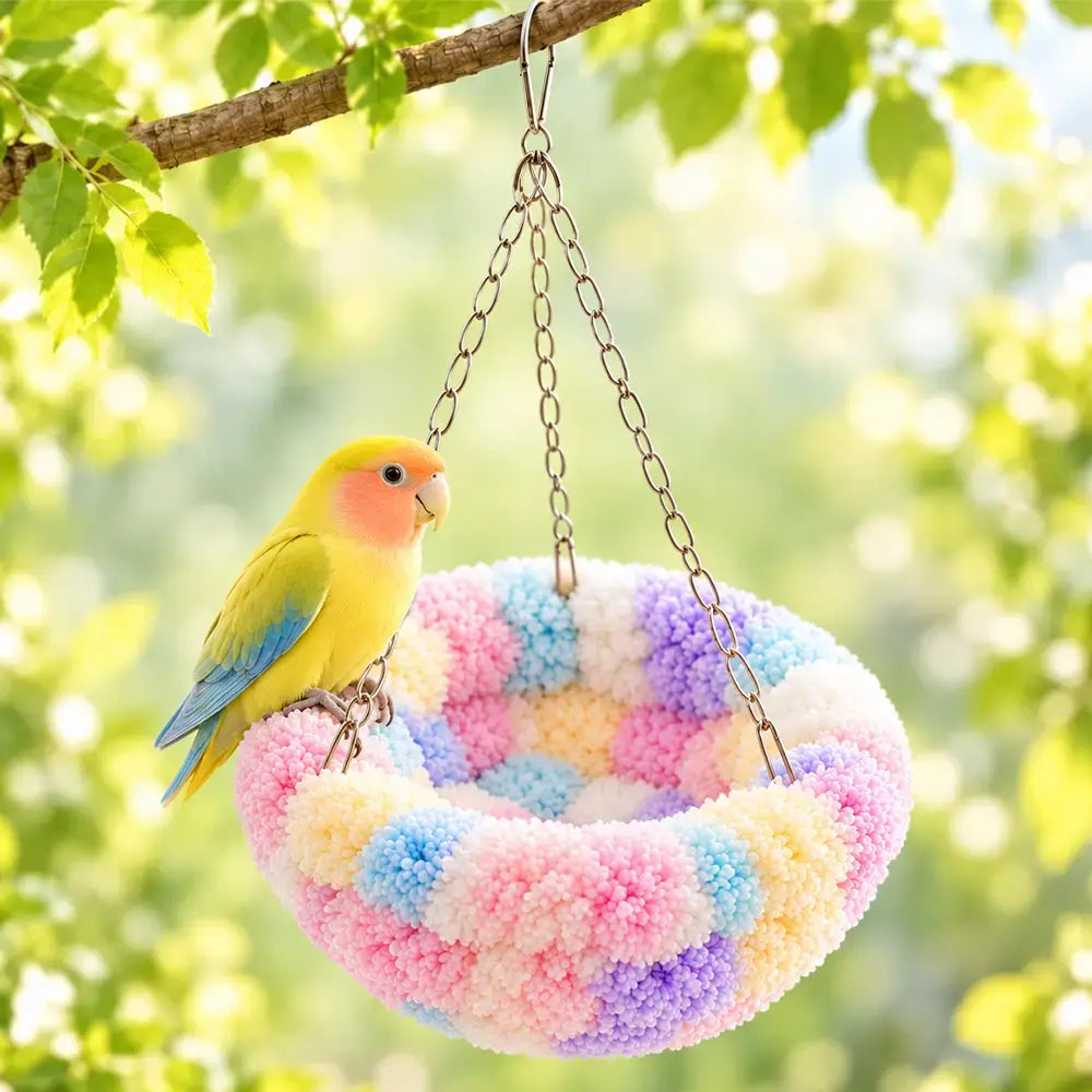 🔥Compra 1 y llévate 1 gratis🔥2 piezas 26 euros!🌿 Cama colgante suave para pájaros con interior de felpa para jaulas de aves pequeñas