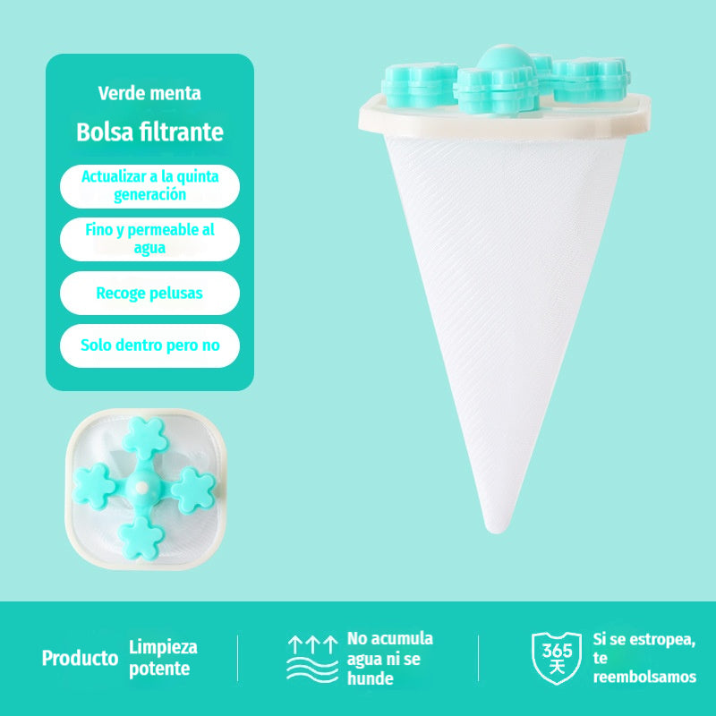 🌀【6 piezas】Filtro Flotante para Lavadora – Atrapa Pelusas, Cabellos y Pelos de Mascota en Cada Lavado 🧺