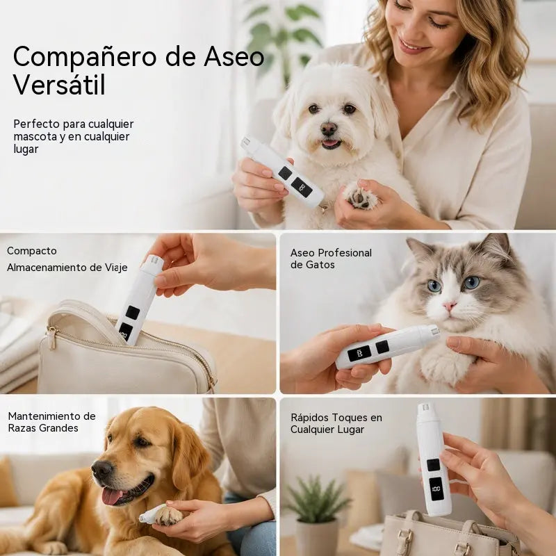🔥🐱🐶 Lima eléctrica de uñas para mascotas con indicador LED de potencia