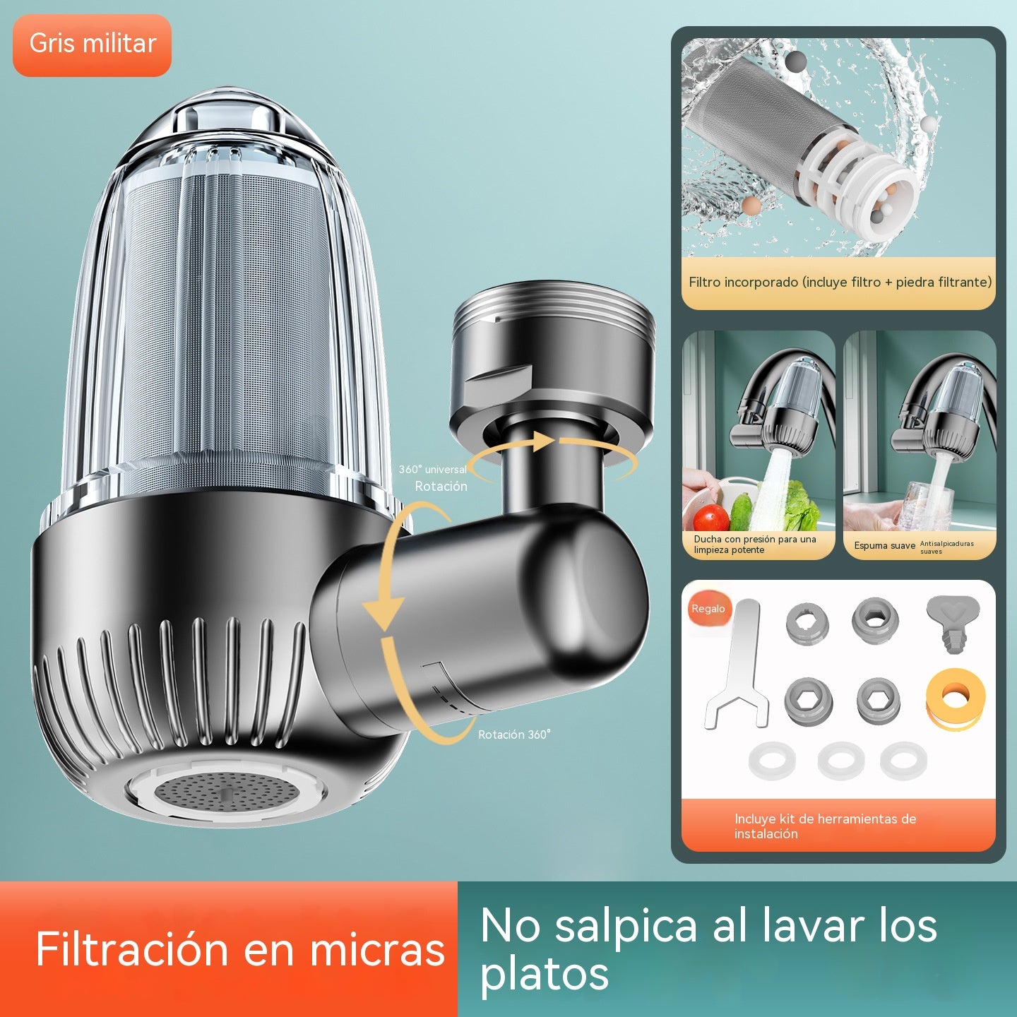 💧【30%OFF】✨ Filtro de agua para grifo de acero inoxidable 316 | Purificación profunda, elimina sedimentos y olores, instalación rápida compatible con el 99% de grifos 🚰