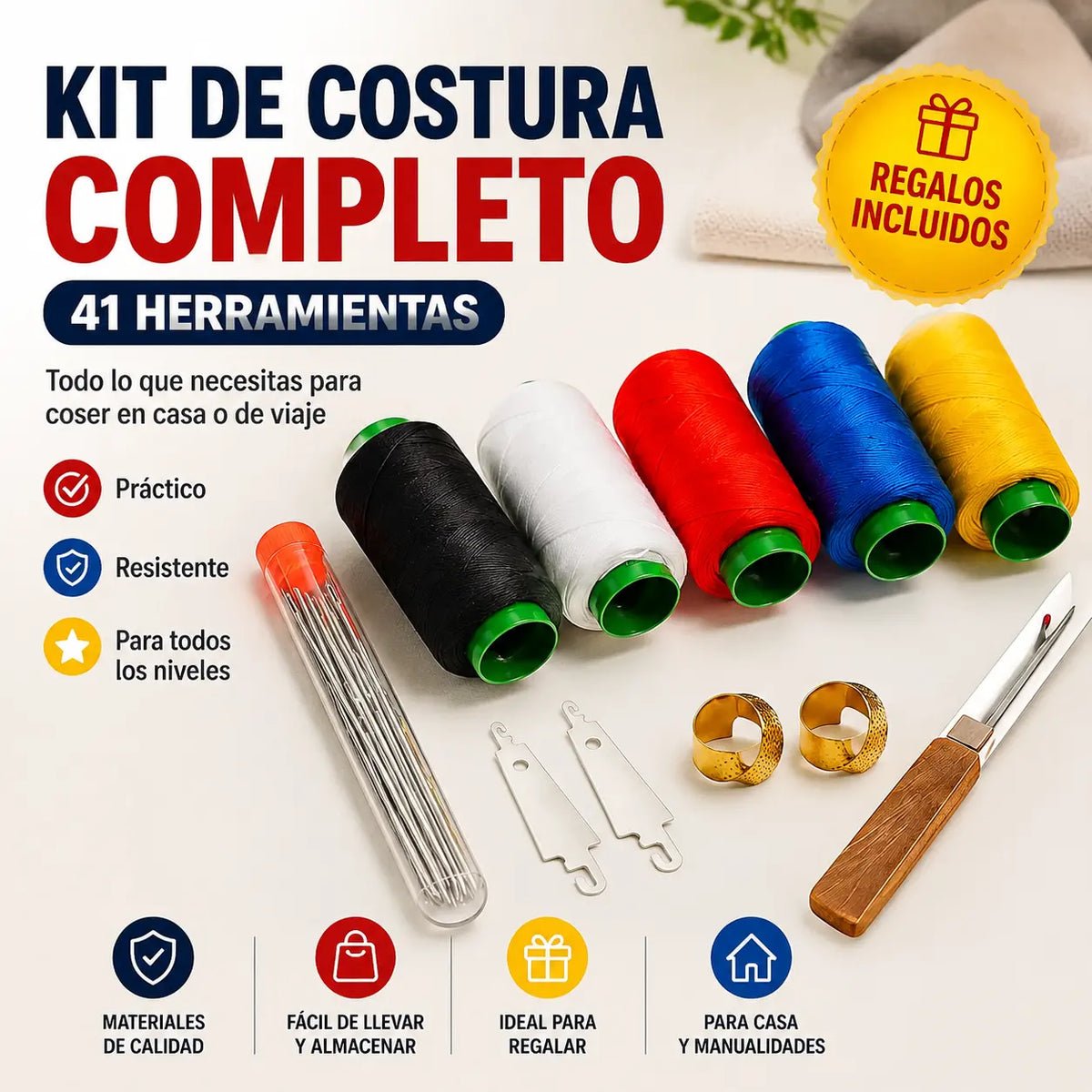 Kit completo de costura 41 en 1 – práctico, resistente y fácil de usar en casa
