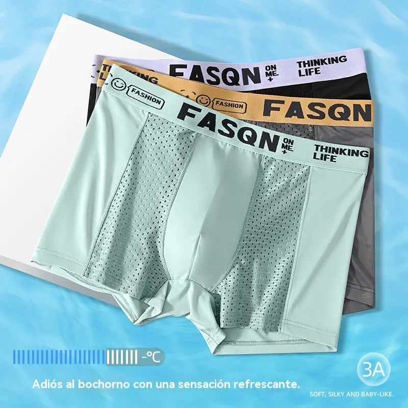 đ„đăCompre 3 y obtenga 3 gratisăăL-4XLăCalzoncillos bĂłxer de malla transpirable de seda helada para hombre