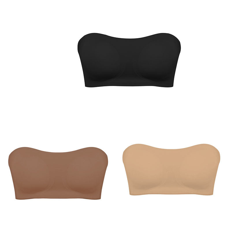 🌸🎁【3 piezas】Conjunto de 3 sujetadores sin tirantes con efecto push-up e invisibles en tirante.