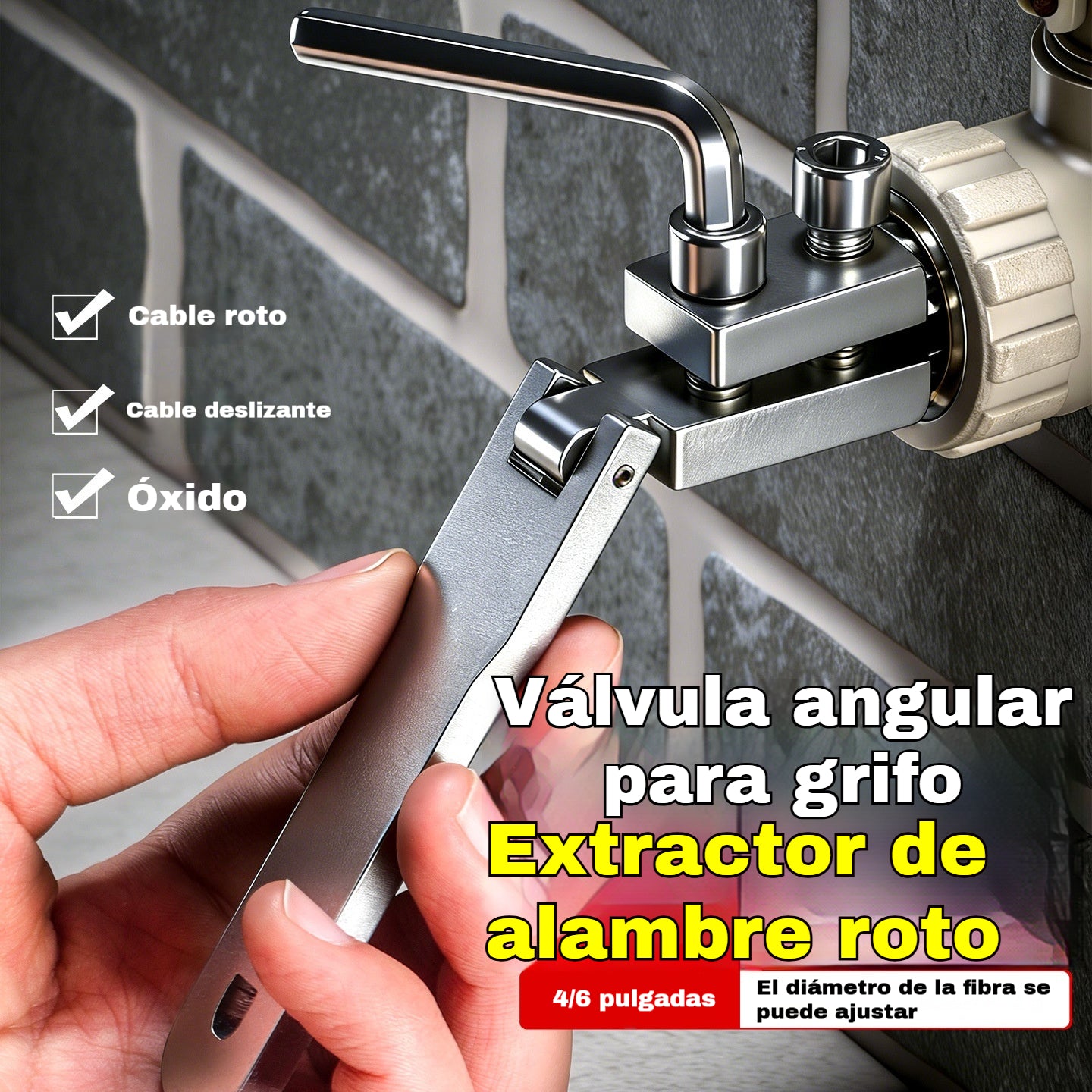 👍👍Nuevo extractor de cables de grifo roto con válvula angular universal. Apto para tuberías de agua de 4 y 6 puntos.