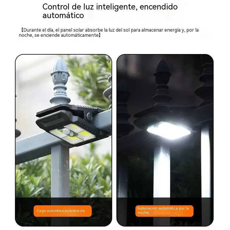 🌞💡Lámpara solar de jardín con pinza, no requiere cableado, apta para conexión por inducción doméstica.