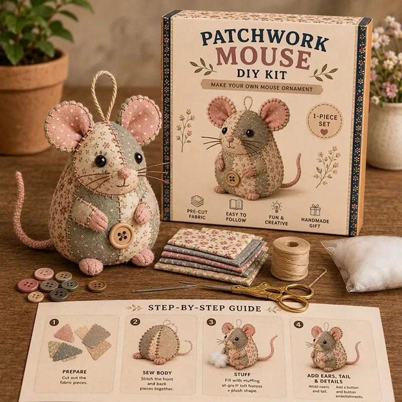 🧵Kit de costura artesanal de peluche de ratón vintage