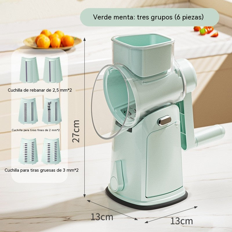 Cortadora de verduras de tambor multifuncional con manivela