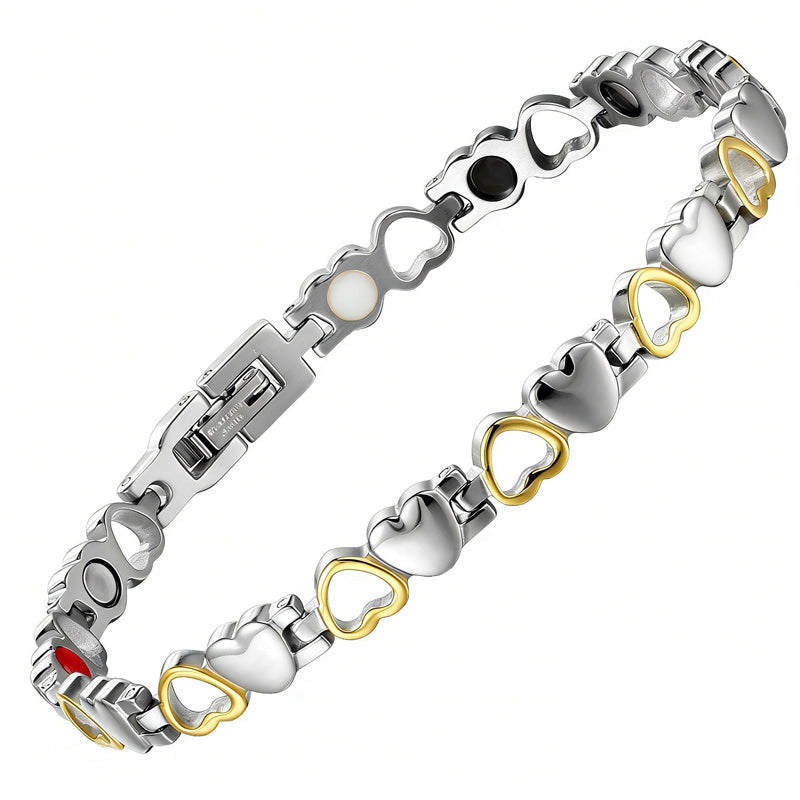 ❤️✨Esta elegante pulsera de oro de 18 quilates con forma de corazón tiene energía magnética, promueve la circulación sanguínea y es cómoda de llevar.✅