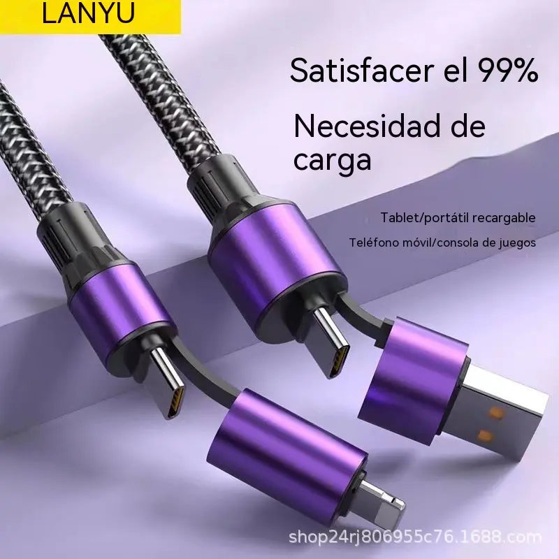 🔥3 artículos por 26 euros🔌(1+1.5+2 metros de largo) Cable 4 en 1 PD 240 W – Carga rápida USB‑C, Lightning y USB‑A, sincronización de datos ⚡📱