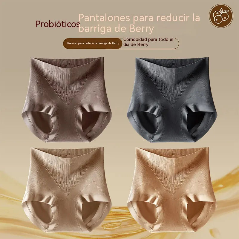 【4 piezas】【40-80kg】Bragas de seda antibacteriana de talle alto: cómodas y transpirables; realzan y moldean los glúteos a la vez que recogen eficazmente el abdomen para lograr un efecto reductor.