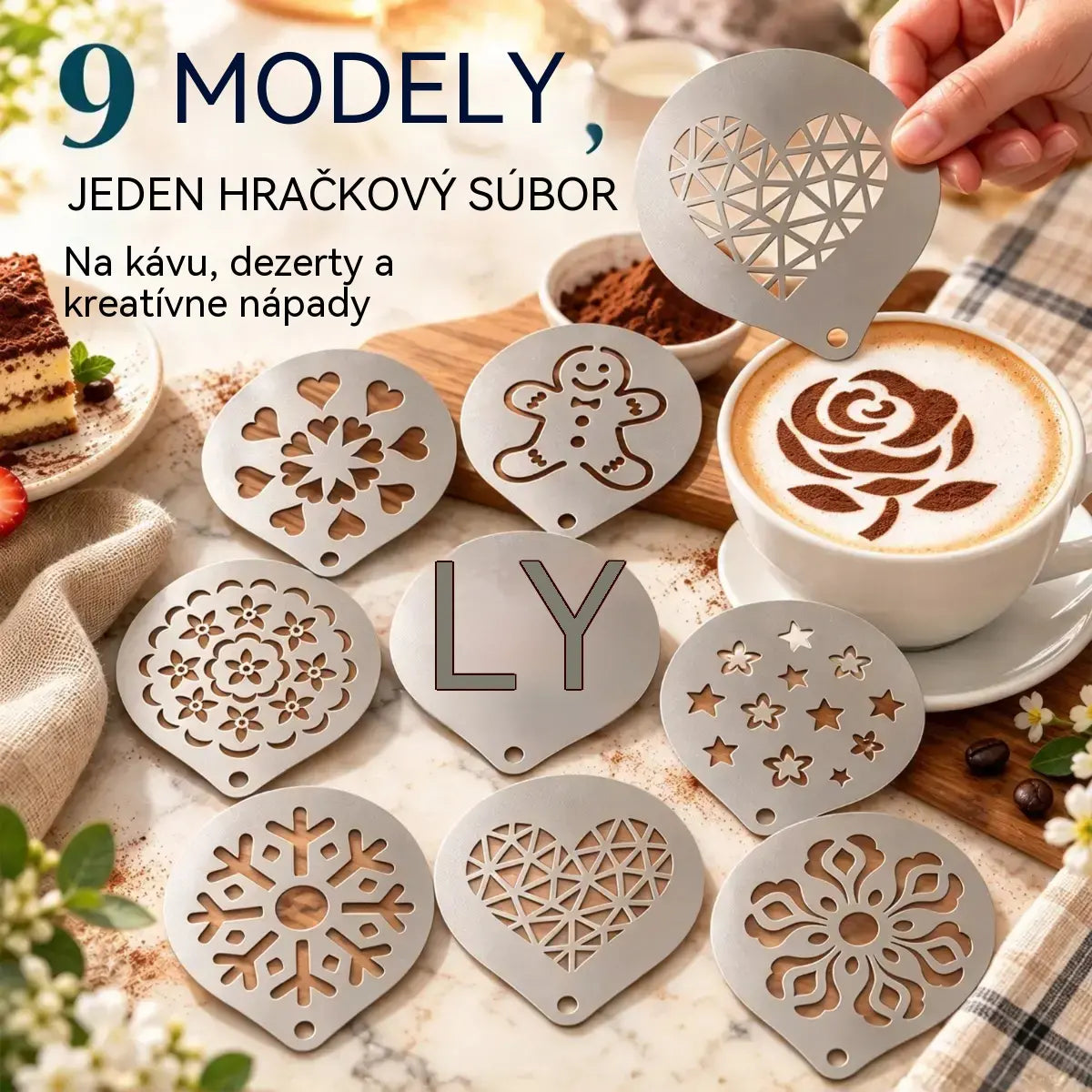 ✨9 položek za 520 Kč☕ Nerezová oceľová forma na kávové latte art