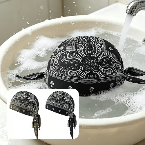 🏝【Conjunto económico de 5 piezas】Conjunto de gorro y pañuelo para la cabeza con estampado refrescante, hecho de seda transpirable.