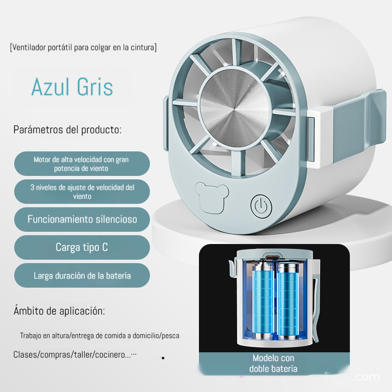 🌀 Mini ventilador de alta velocidad que se puede sujetar a la cintura.