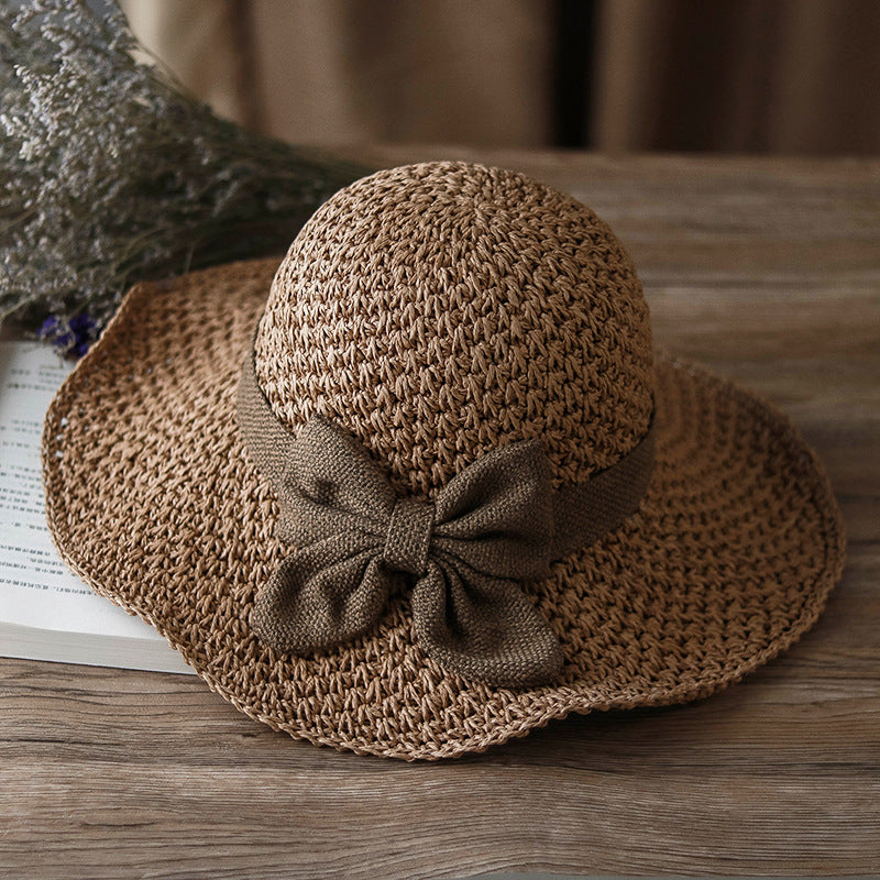 👒🎀Sombrero de paja con lazo retro – Plegable y transpirable para el verano
