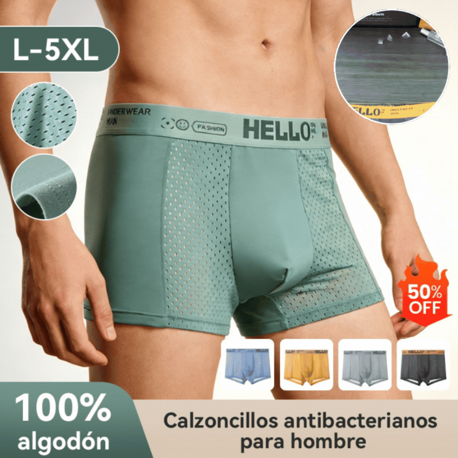 🔥【6 piezas】🛡️🧊 Bóxer de seda de hielo para hombre con malla transpirable【40-90KG】