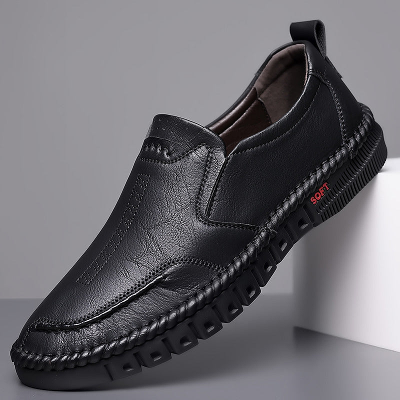 【39-44】Zapatos planos casuales de piel para hombre, nuevos, suaves y antideslizantes, con un elegante estilo retro.