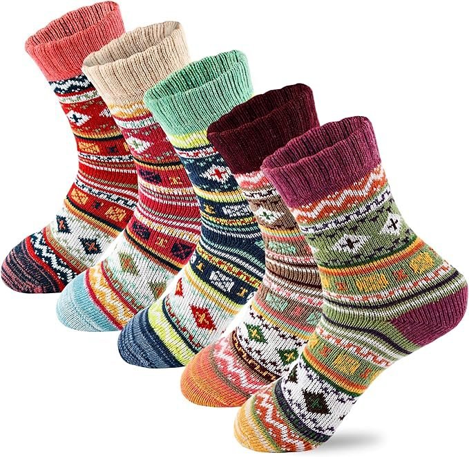 🧦🧦🔥🔥【5 pares】Calcetines de lana gruesos y cálidos de estilo retro para mujer.【Un par de cada color】