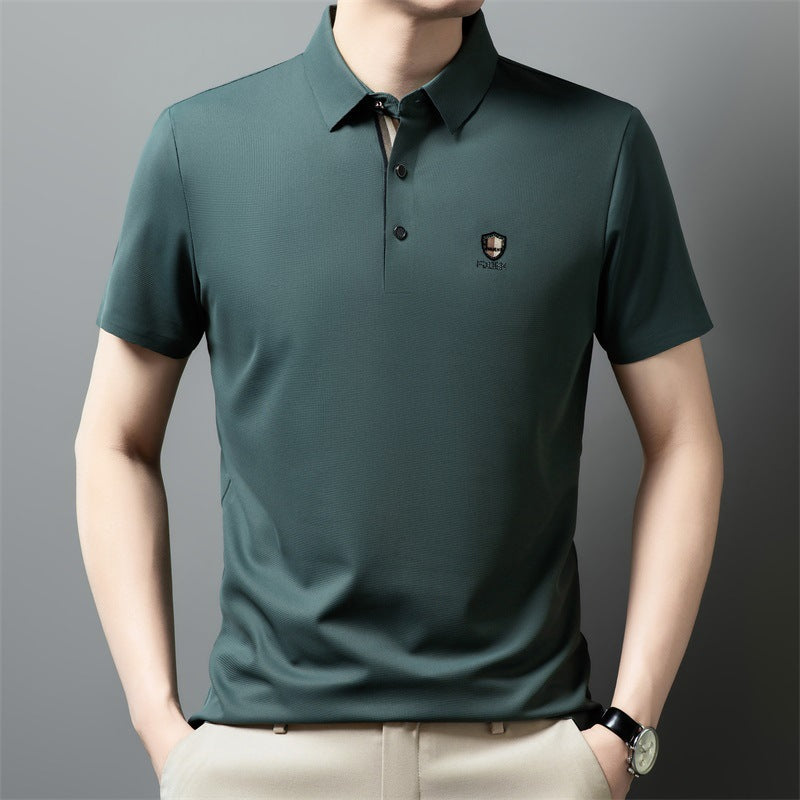 【M-4XL】Verano 2026 Nuevo polo casual con solapa de media manga de seda helada