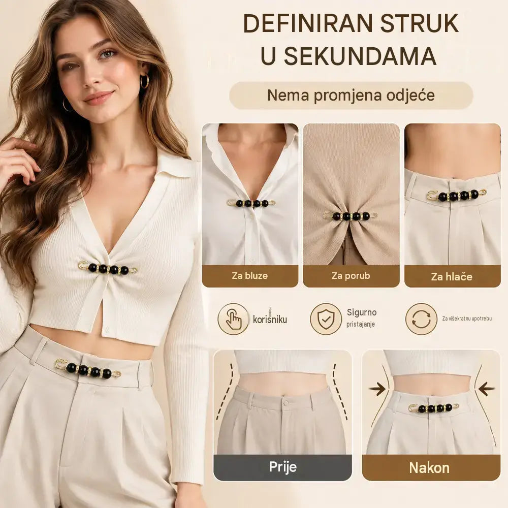 ✨ Elegantne biserne kopče za podešavanje struka i dekoltea (set od 12 komada: 6 modela x 2 komada) 👗 | 💎 Bez krojenja · Elegantno i praktično