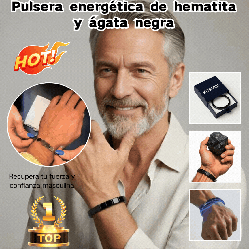 【Compra 1 y llévate 1 gratis】🔥Pulsera de energía de hematita y ónix negro|Recupera tu fuerza y confianza masculina