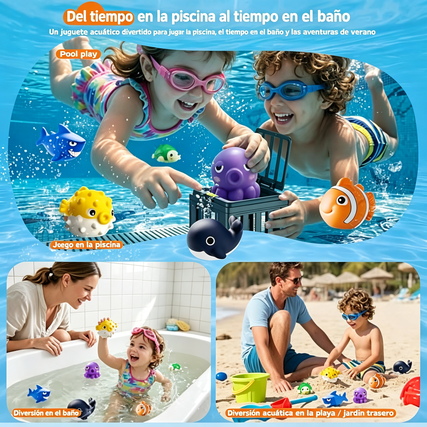 【6 jaulas + 6 juguetes】🐠✨Juguetes subacuáticos utilizados para simular misiones de rescate en aguas profundas.