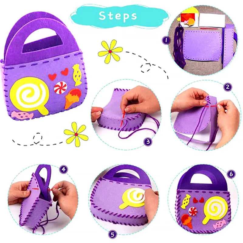 【8 piezas】Bolsos infantiles hechos a mano no tejidos DIY, el mejor regalo para los niños
