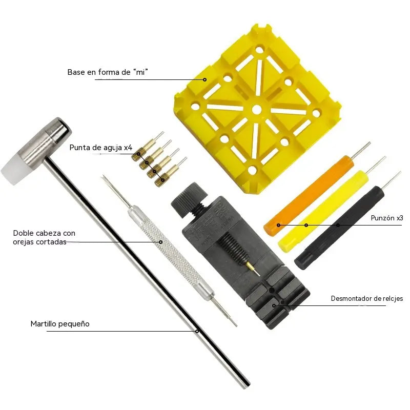 ⌚ Kit de Herramientas para Ajustar Correas de Reloj | Set de 11 Piezas para Quitar Eslabones, Cambiar y Acortar Pulseras