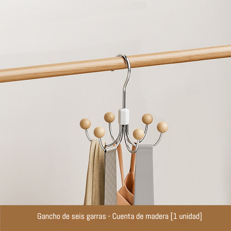 🔥Compra 1 y llévate 1 gratis🔥✨Percha multifuncional giratoria de 360° con 6 ganchos.