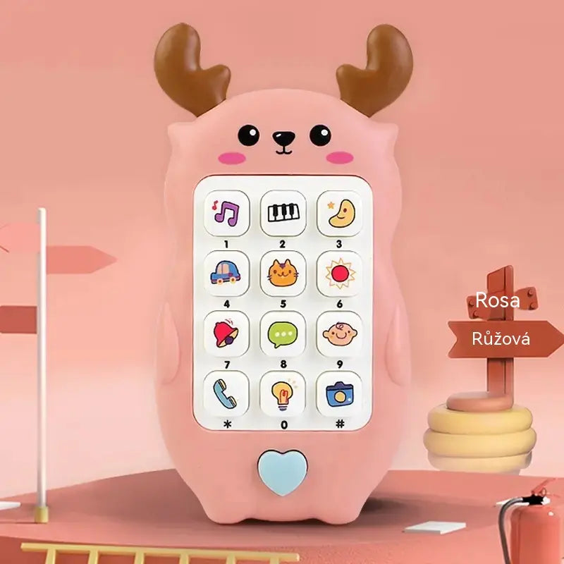 🎁2 kus 520 Kč🎨 Dětský telefon na hraní s motivem jelínka: dvojjazyčný vzdělávací chytrý telefon s hudbou a příběhy pro batolata.