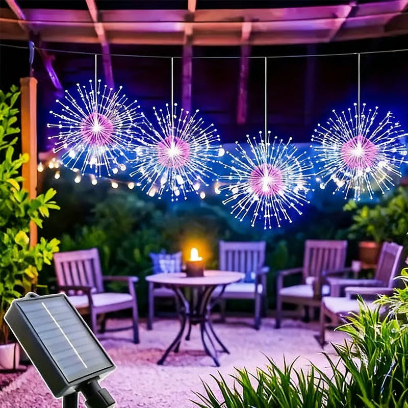 🔥【Último día: ¡40% de descuento!】✨🎉Luces solares de cadena con forma de fuegos artificiales, perfectas para jardines y fiestas.