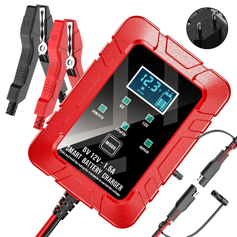 ⚡Cargador automático de baterías de 1,5 A, 6 V y 12 V: ¡Carga segura, rápida y eficiente! 🚗🔋