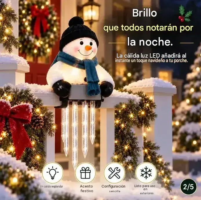 ☃️Decoración luminosa WinterGlow – Muñeco de nieve y carámbanos