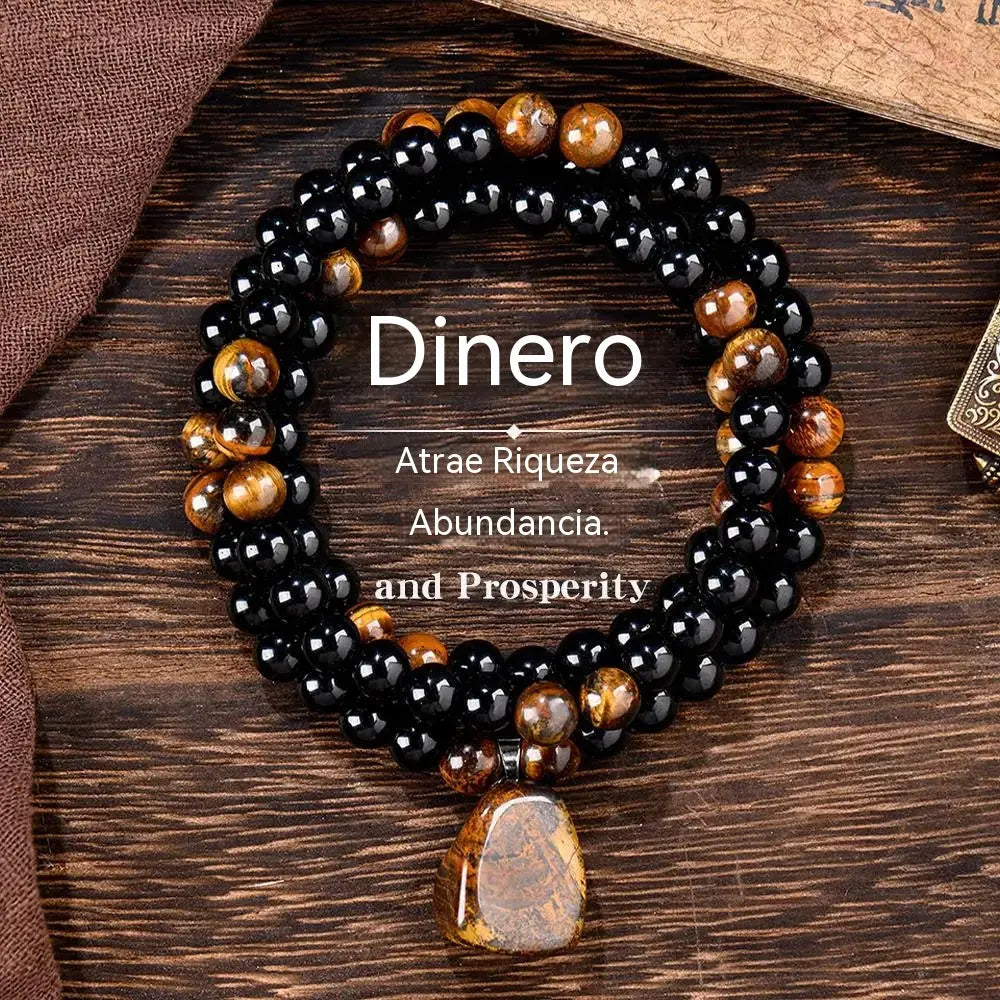 ✨ Collar para atraer dinero con colgante de aventurina verde y ojo de tigre (piedra de cristal curativo)