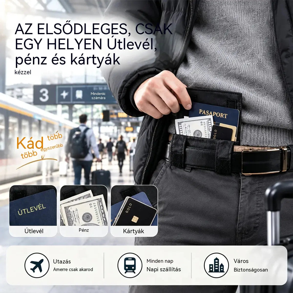 đâš Mini derĂ©ktĂĄska utazĂĄshoz â nĆknek Ă©s fĂ©rfiaknak | Kompakt tok ĂștlevĂ©l, pĂ©nz, kĂĄrtyĂĄk Ă©s iratok szĂĄmĂĄra
