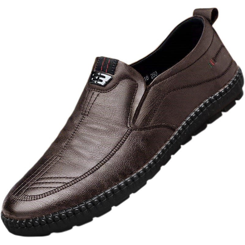 【39-44】Nuevos zapatos de cuero genuino de vaca para hombre, zapatos planos de cuero con suela blanda, estilo casual de negocios, elegantes y versátiles.