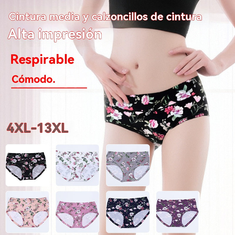 🔥7 piezas 29 euros💕Ropa interior antibacteriana cómoda de algodón puro, nuevo estilo estampado【50-140KG】