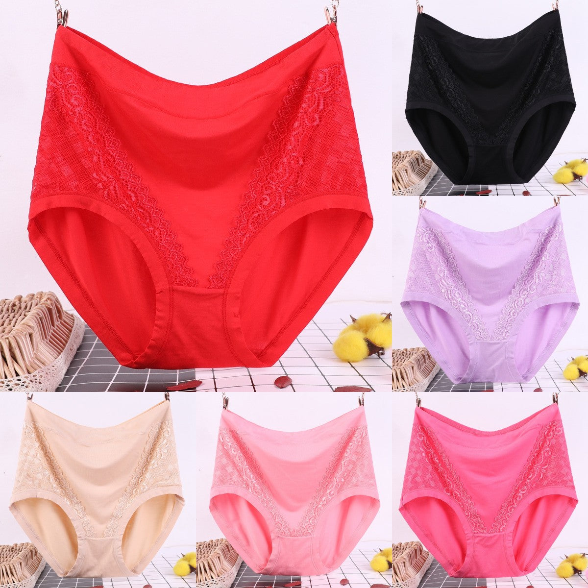 6 piezas【XL-4XL】【45-110kg】 Braguitas antibacterianas de cintura alta para control de abdomen