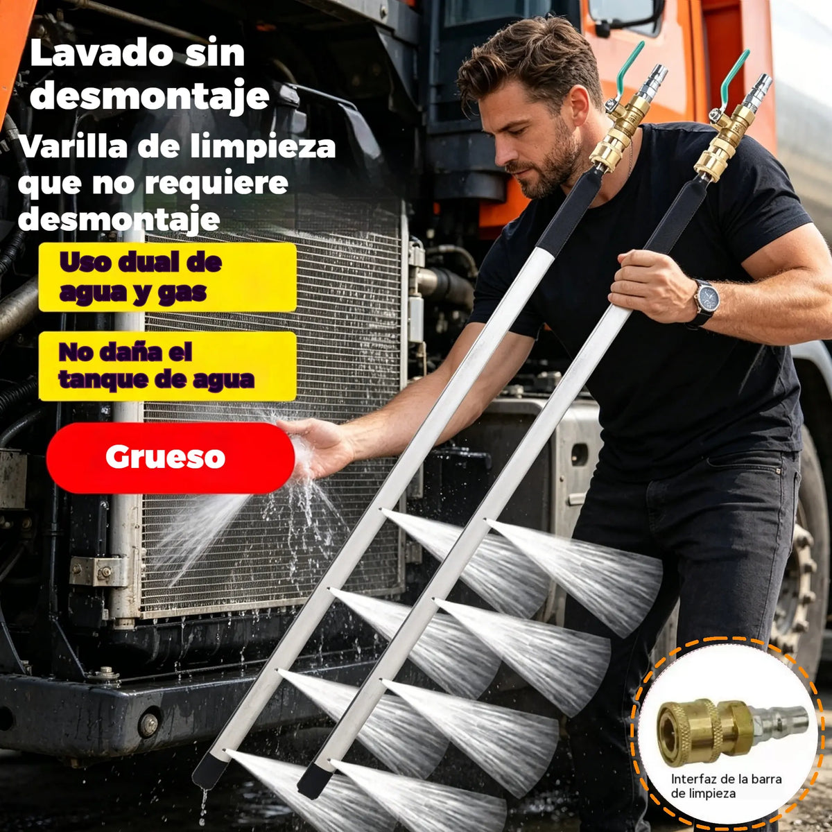 Herramienta para limpiar radiadores de coche, herramienta para limpiar radiadores sin desmontar, herramienta para lavar radiadores de coche, herramienta para limpiar radiadores