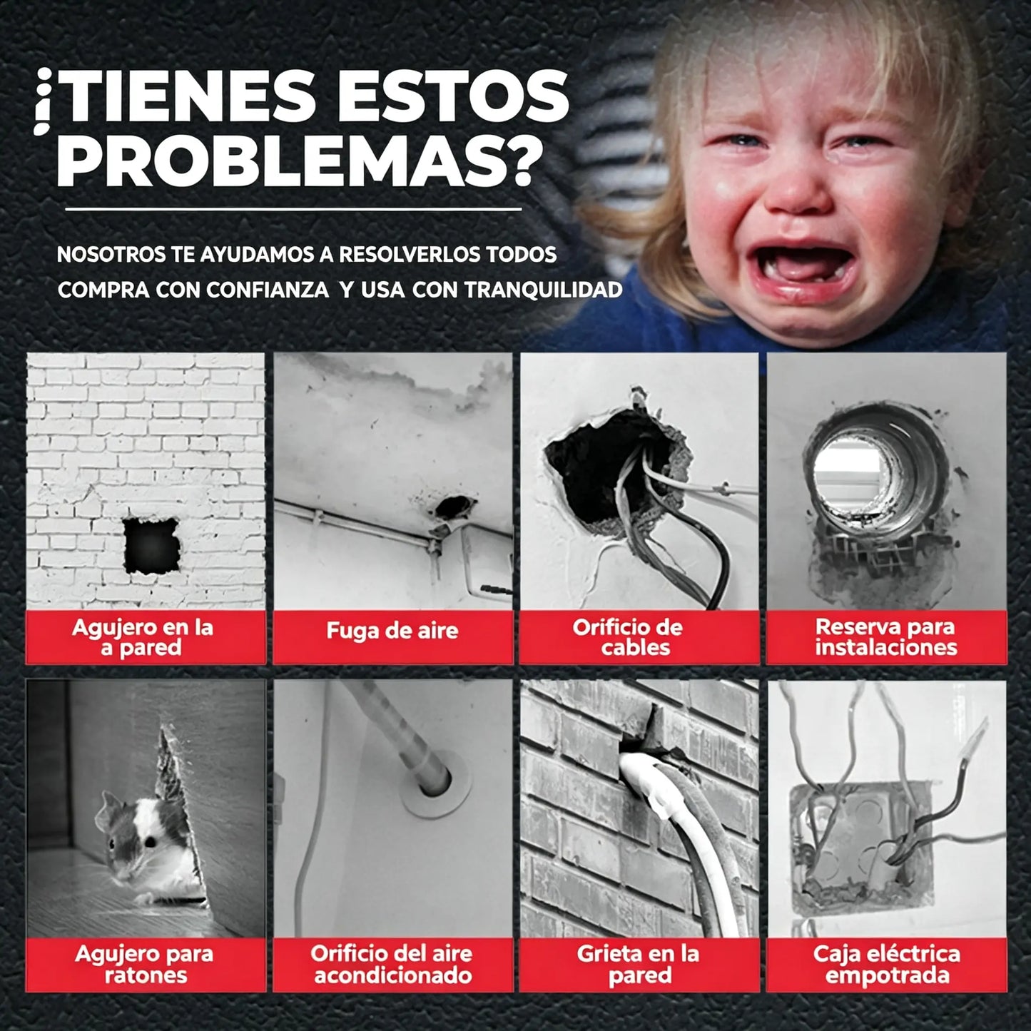 【10 piezas por 26€】🔧 Masilla Selladora Impermeable Blanca – Repara Agujeros de Aire Acondicionado, Paredes y Tuberías 💧🏠