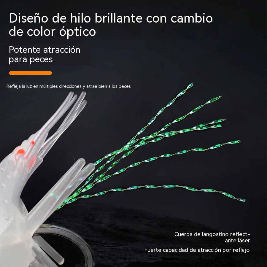 【7 piezas】Palitos luminosos de camarones de silicona suave