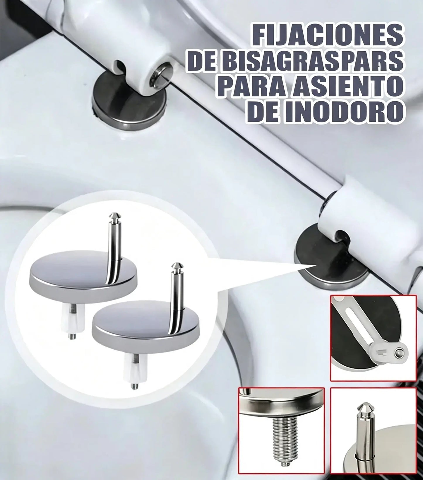 🚽【2 pares, 4 piezas en total】Accesorios universales para baño ----💦✨Abrazaderas de tornillo para fijar el asiento del inodoro.