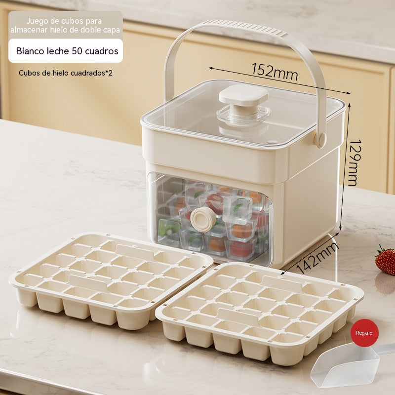 ✨🧊 Máquina de hielo portátil | Con tapa y recipiente para almacenar hielo (hace 50 cubitos de hielo a la vez)