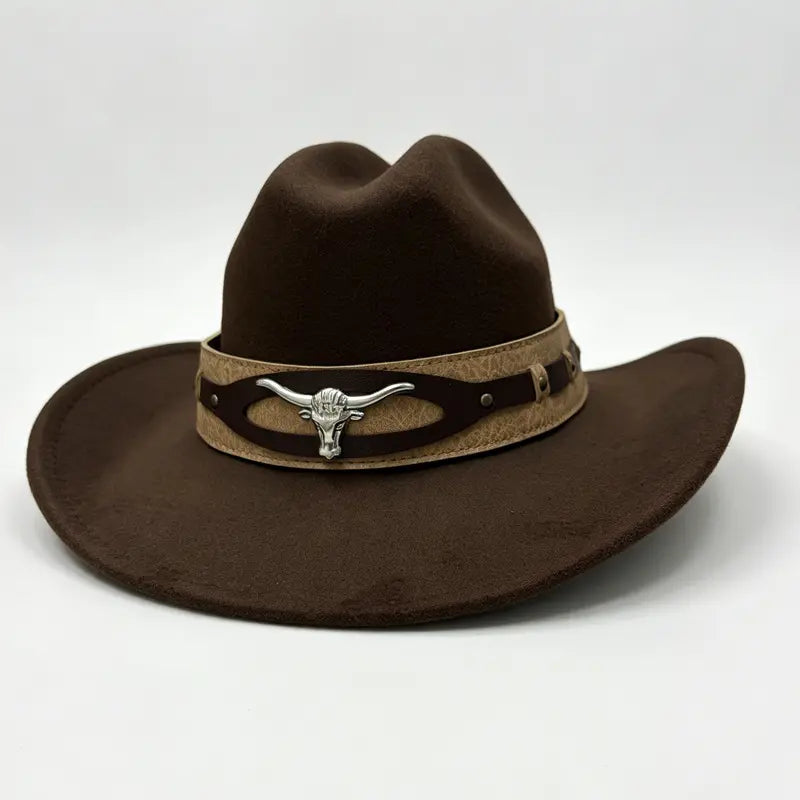 🤠🌟Sombrero vaquero retro de ala ancha - Sombrero de copa estilo western desgastado