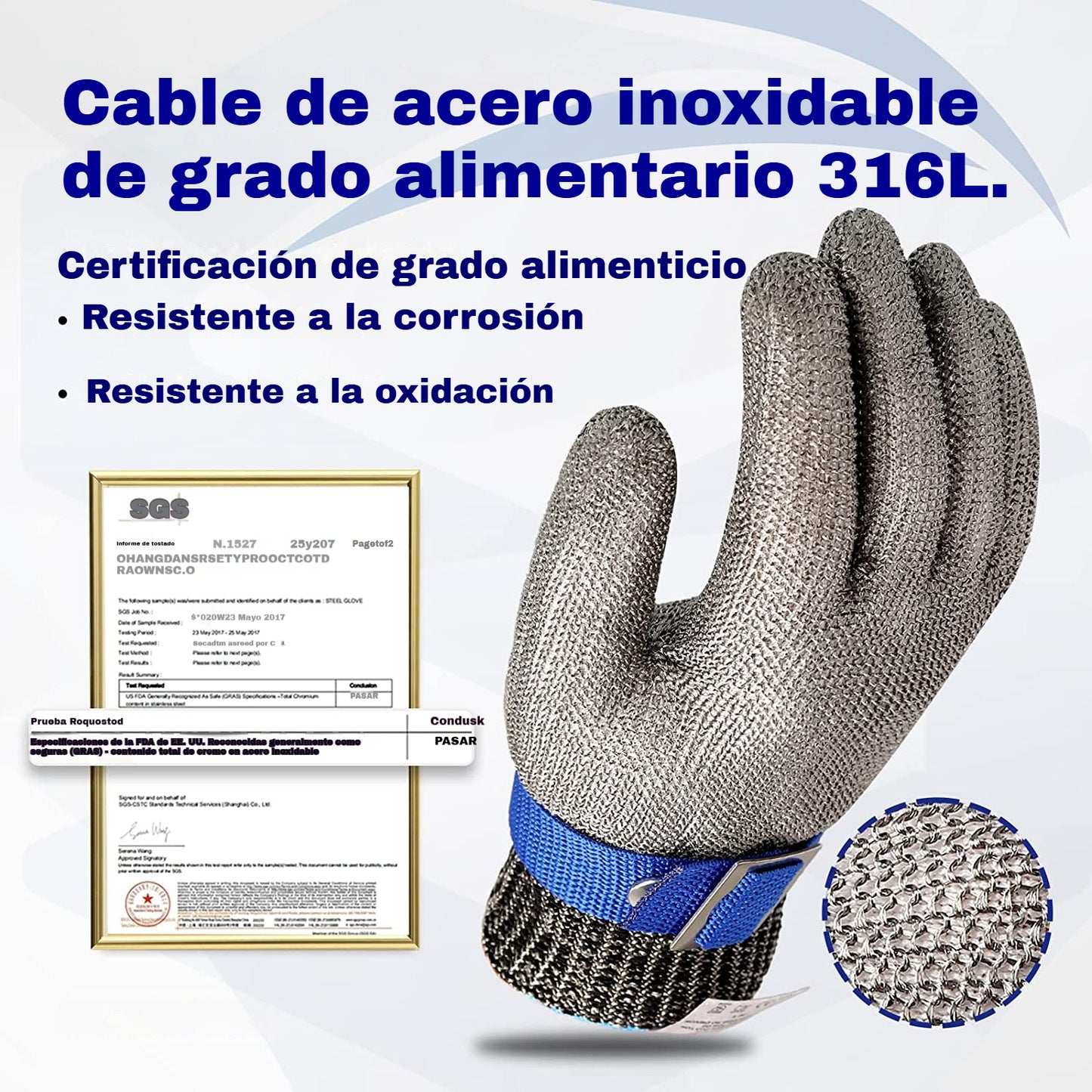 🔥🧤Guante metálico de acero inoxidable apto para uso alimentario