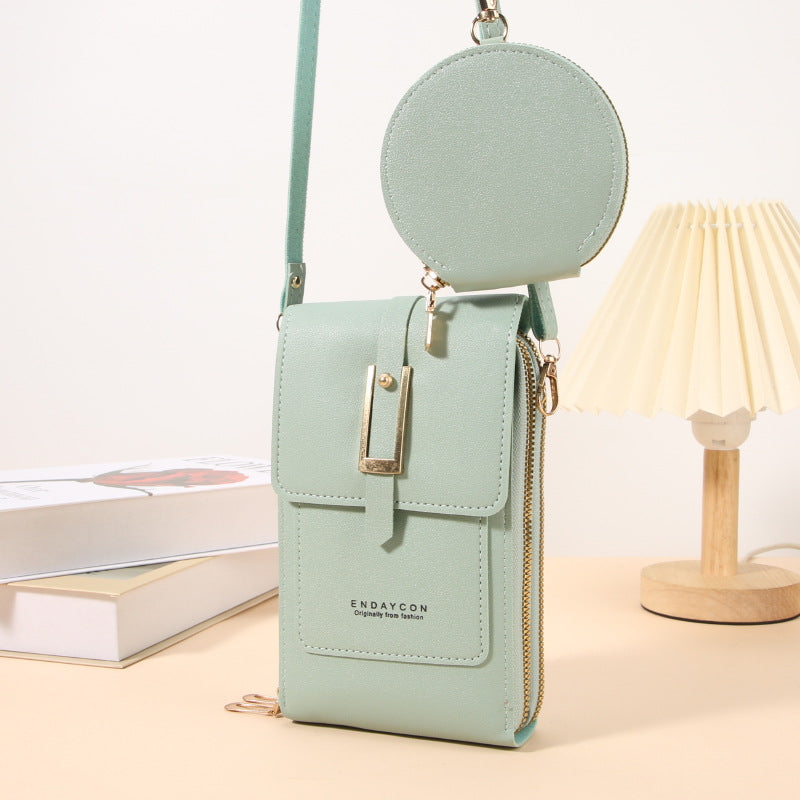 【Juego de 2 piezas】Nuevo bolso bandolera para móvil de mujer: compatible con pantallas táctiles, gran capacidad con múltiples ranuras para tarjetas e incluye un monedero redondo.